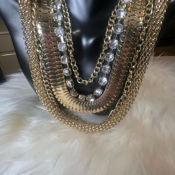 Fashion Jewlery Gold Necklace Rope & Chain Rhinestone - Picture 3 of 5